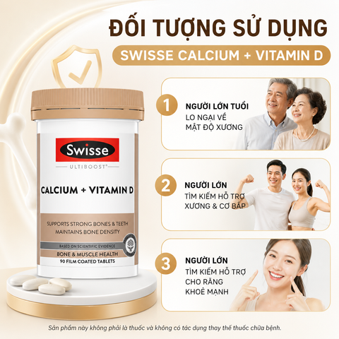 (có tem) Canxi Citrate Hữu Cơ Swisse Calcium + Vitamin D 90 Viên Chính Hãng Bổ Sung Canxi, Vitamin D Hỗ Trợ Xương Răng Chắc Khỏe