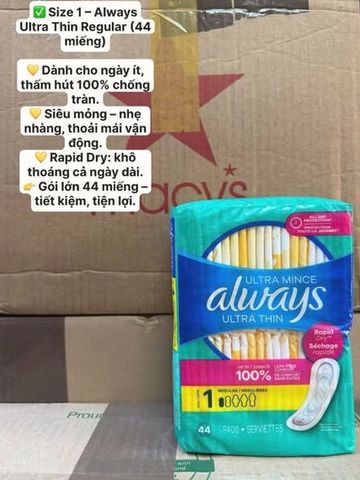 ✨ Băng vệ sinh Always Ultra Thin ngày đêm Mỹ siêu thấm, giao nhanh 2h