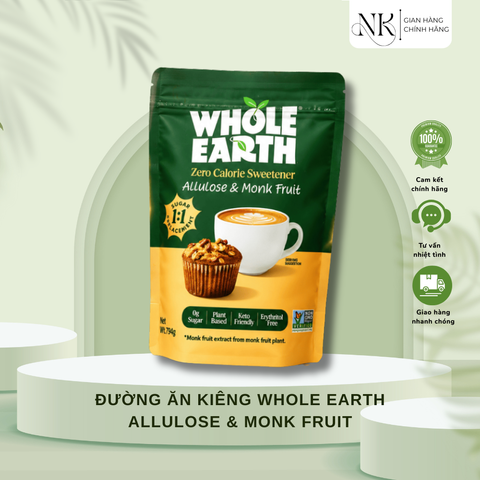 (HÀNG CHÍNH HÃNG MỸ) ĐƯỜNG ĂN KIÊNG WHOLE EARTH ALLULOSE & MONK FRUIT 794G