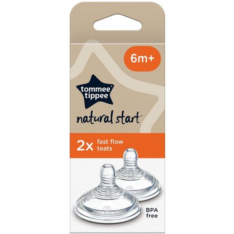 2 Núm ty PP Tommee Tippee Natural Start Wide Latch Flex & Stretch Teats in Fast Flow