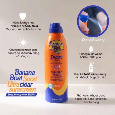 (HÀNG CHÍNH HÃNG MỸ) XỊT CHỐNG NẮNG BANANA BOAT SPORT ULTRA SPF 50+