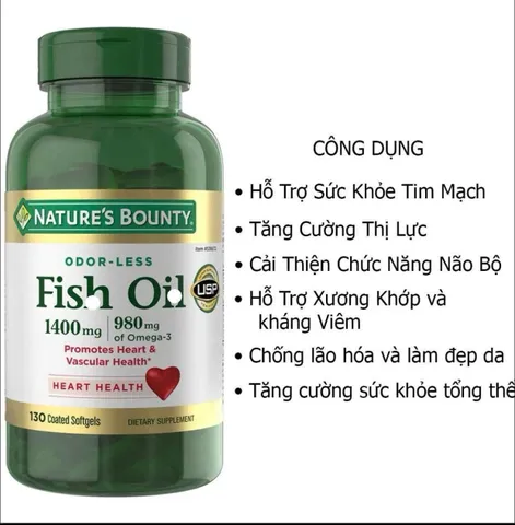 (HÀNG CHÍNH HÃNG MỸ) VIÊN DẦU CÁ NATURE'S BOUNTY OMEGA3 1400MG 130 viên