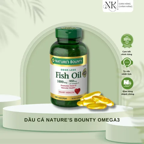 (HÀNG CHÍNH HÃNG MỸ) VIÊN DẦU CÁ NATURE'S BOUNTY OMEGA3 1400MG 130 viên