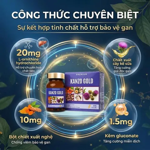 Viên uống bổ gan hỗ trợ tăng cường chức năng gan Kanzo Gold (60 viên)