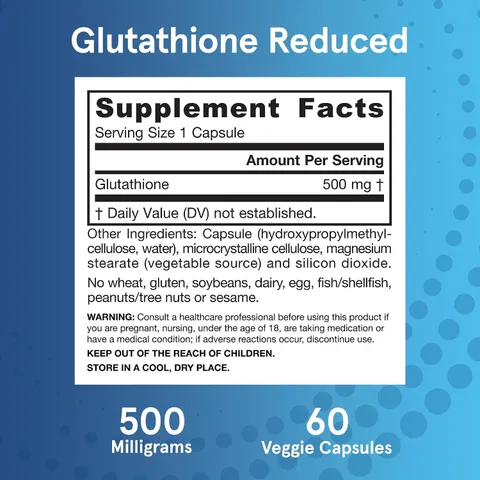 Glutathione Reduce Jarrow 500mg - Viên uống trắng da chống oxy hóa, tăng cường hệ miễn dịch, 60 viên sản xuất tại Mỹ