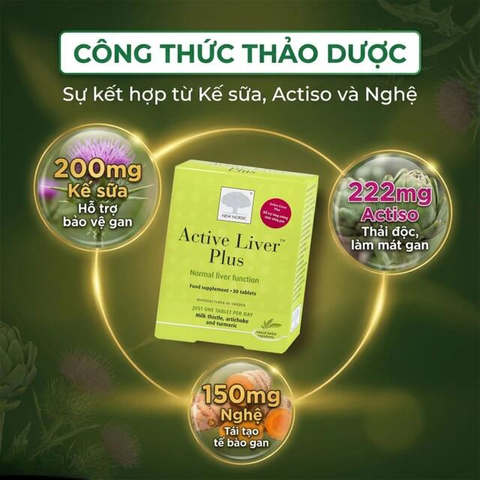 Viên uống hỗ trợ giải độc gan, tăng cường chức năng gan Active Liver Plus New Nordic (2 vỉ x 15 viên)