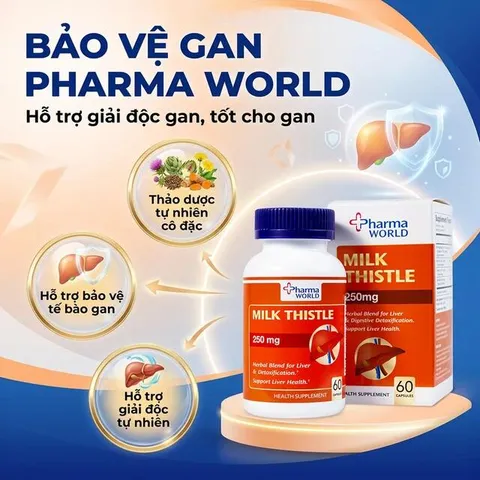 Viên uống hỗ trợ giải độc gan, giúp bảo vệ gan Milk Thistle Pharma World (60 viên)
