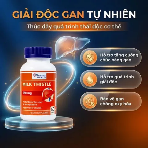 Viên uống hỗ trợ giải độc gan, giúp bảo vệ gan Milk Thistle Pharma World (60 viên)