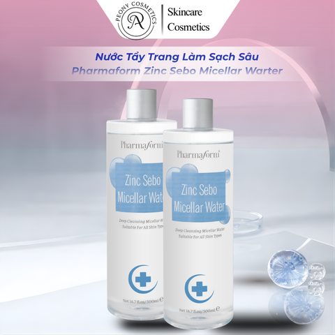 Nước Tẩy Trang Làm Sạch Sâu 400ml Pharmaform Zinc Sebo Micellar Warter 