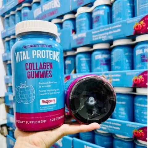 Kẹo dẻo Vital Proteins® Collagen Gummies vị Raspberry |128 viên| Kích thích tăng sinh sợi Collagen & Elastin tự nhiên & Cải thiện cấu trúc da [S/P Chuẩn Mỹ]