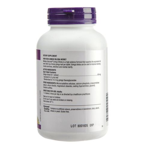 Viên uống Webber Natural Ginkgo Biloba |250 viên| Tăng cường tuần hoàn máu não - Cải thiện trí nhớ & Bảo vệ tế bào thần kinh [S/P Chuẩn Canada không tem]