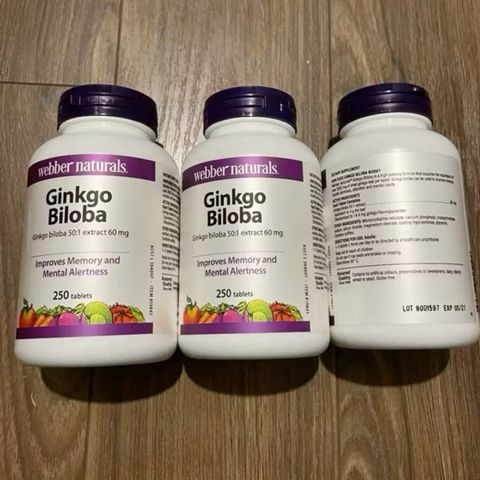 Viên uống Webber Natural Ginkgo Biloba |250 viên| Tăng cường tuần hoàn máu não - Cải thiện trí nhớ & Bảo vệ tế bào thần kinh [S/P Chuẩn Canada không tem]