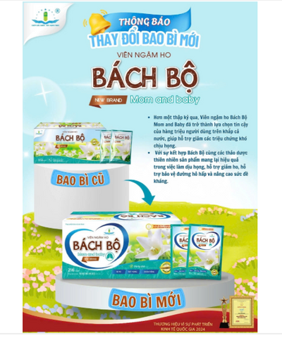Viên Ngậm ho Bách Bộ Mom And Baby Tâm Dược gói x 6 viên