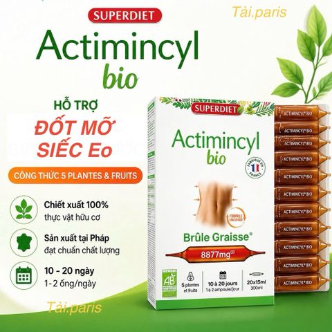Nước Uống Giảm Mỡ Superdiet Actimincyl Bio – Detox cơ thể, Đốt mỡ, Săn chắc vòng eo – Hộp 20 ống hữu cơ từ Pháp