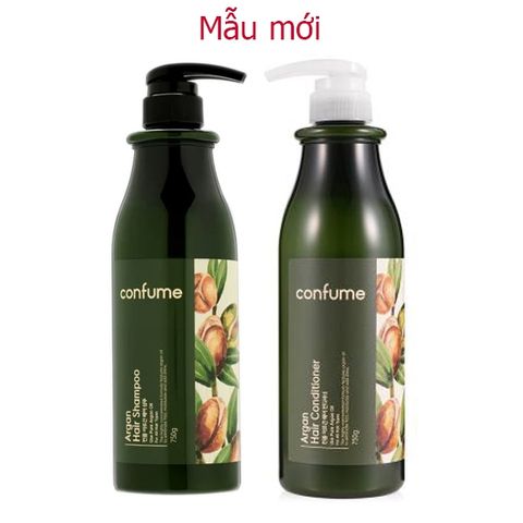 Cặp dầu gội xả tinh chất argan giúp phục hồi và làm mềm tóc Welcos Confume Argan Oil  Hàn Quốc 750g