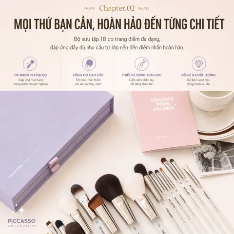 BỘ CỌ 18 CÂY CHUYÊN NGHIỆP PICCASSO COLLEZIONI CÁN TRONG SUỐT