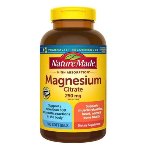 Viên uống Nature Made High Absorption Magnesium Citrate 250 mg |180 viên| Tạo hiệu ứng nhuận tràng - Thư giãn cơ bắp & Củng cố sức khỏe xương [S/P Chuẩn Mỹ]