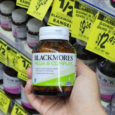 Viên uống Blackmores Mega B Complex |75 & 200 viên| Sản xuất năng lượng - Giảm mệt mỏi & Hỗ trợ hệ thần kinh [S/P Chuẩn Úc]