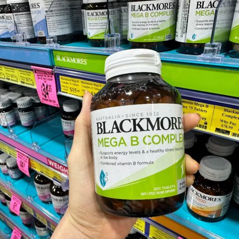 Viên uống Blackmores Mega B Complex |75 & 200 viên| Sản xuất năng lượng - Giảm mệt mỏi & Hỗ trợ hệ thần kinh [S/P Chuẩn Úc]