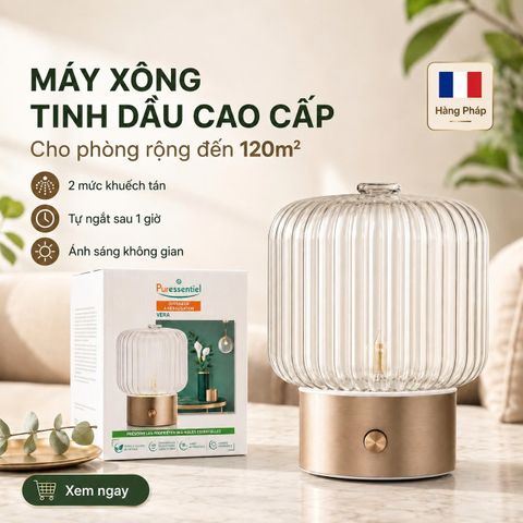 Máy Xông Khuếch Tán Tinh Dầu Puressentiel VERA Pháp Không Nước, Phòng Đến 120m², Tự Ngắt 1H