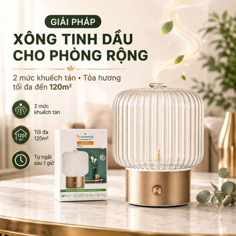 Máy Xông Khuếch Tán Tinh Dầu Puressentiel VERA Pháp Không Nước, Phòng Đến 120m², Tự Ngắt 1H