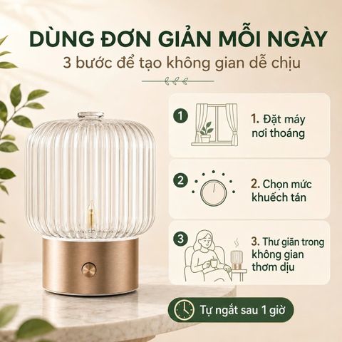Máy Xông Khuếch Tán Tinh Dầu Puressentiel VERA Pháp Không Nước, Phòng Đến 120m², Tự Ngắt 1H