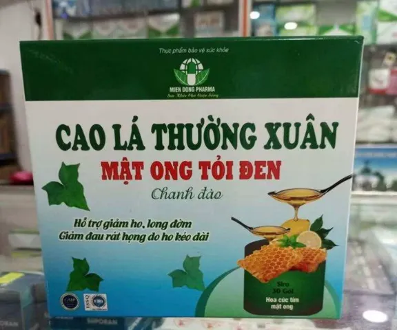 Cao lá thường Xuân mật ong tỏi đen hộp 30 gói, giảm ho hiệu quả