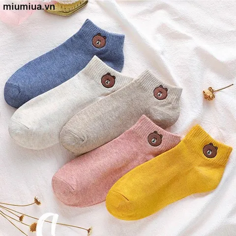 HOT Combo 10 cặp Vớ hoa lá gấu phim hoạt hình phong thái Unisex dễ thương,tất hút hơi mồ hồi cao cấp 796821
