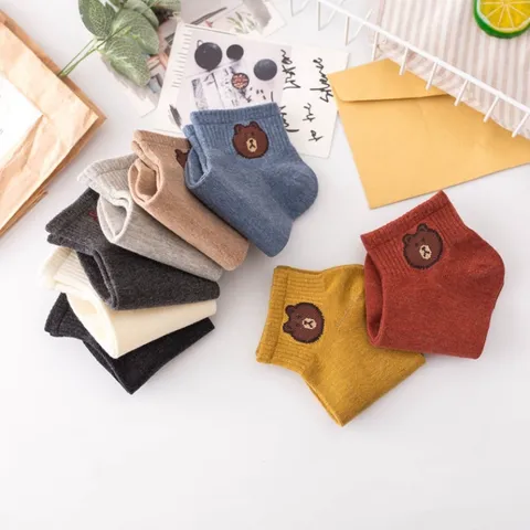 HOT Combo 10 cặp Vớ hoa lá gấu phim hoạt hình phong thái Unisex dễ thương,tất hút hơi mồ hồi cao cấp 796821