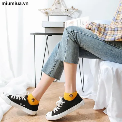 HOT Combo 10 cặp Vớ hoa lá gấu phim hoạt hình phong thái Unisex dễ thương,tất hút hơi mồ hồi cao cấp 796821