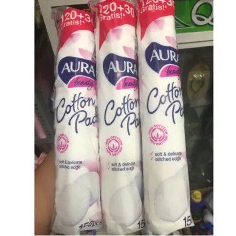 Bông tẩy trang cotton Aura 150 miếng - Anh 796892