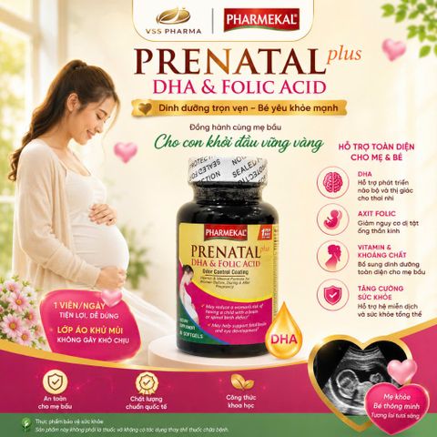 Viên uống bổ bà bầu PRENATAL DHA & FOLIC ACID PHARMEKAL (LỌ 30 VIÊN)
