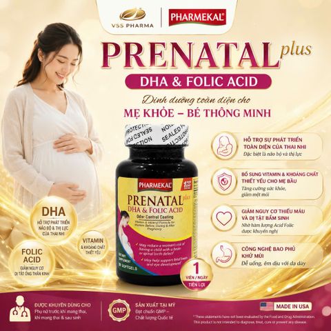 Viên uống bổ bà bầu PRENATAL DHA & FOLIC ACID PHARMEKAL (LỌ 30 VIÊN)