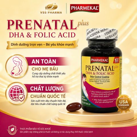 Viên uống bổ bà bầu PRENATAL DHA & FOLIC ACID PHARMEKAL (LỌ 30 VIÊN)