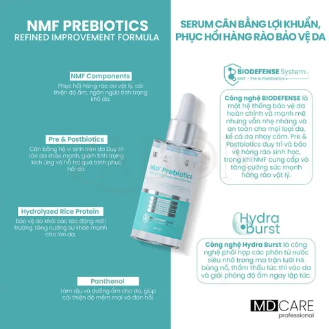 Serum MD CARE NMF Prebiotics Tinh Chất Cân Bằng Lợi Khuẩn Phục Hồi Hàng Rào Bảo Vệ Da 30ml