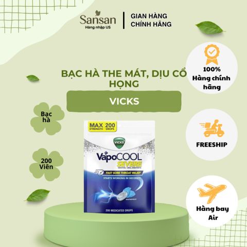 Kẹo Ngậm Vicks VapoCool Severe WinterFrost – 200 Viên  Vicks VapoCool Severe WinterFrost là kẹo ngậm hương bạc hà