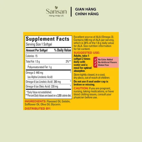 Nature Made Triple Omega 3-6-9 180 Viên Mỹ, Bổ Sung Omega 3 6 9 Hỗ Trợ Sức Khỏe Tim Mạch