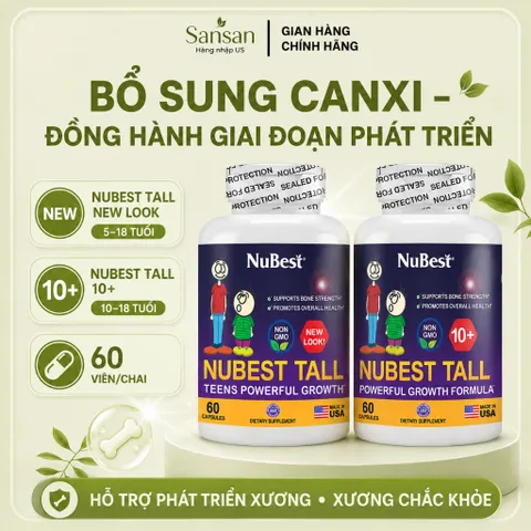 NuBest Tall 60 Viên Bổ Sung Canxi Và Vitamin D, Hỗ Trợ Phát Triển Xương, Hỗ Trợ Xương Răng Chắc Khỏe Cho Trẻ 5-18 Tuổi