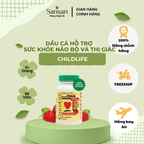 ChildLife Essentials Pure DHA 90 Viên Nang Mềm Cho Bé | DHA & EPA Từ Dầu Cá, Hương Quả Mọng Dễ Dùng