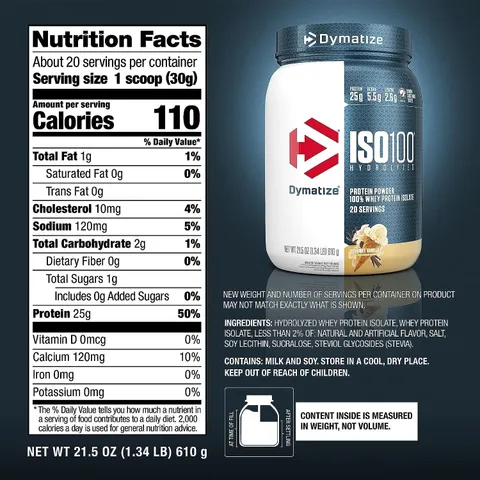 Dymatize ISO100 Hydrolyzed Whey Protein Isolate 20 Servings - Giảm mỡ săn chắc cơ phục hồi nhanh sau tập luyện, sản xuất tại Mỹ