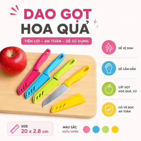 Dao gọt hoa quả, dao cắt trái cây có nắp đậy ( Giao Màu Ngẫu Nhiên )
