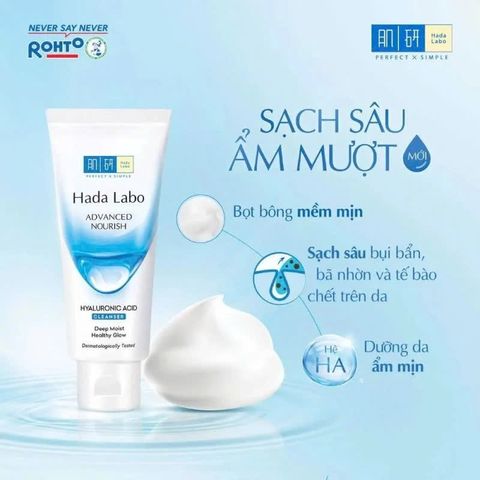 Sữa Rửa Mặt Hada Labo Dưỡng Ẩm Tối Ưu Advanced Nourish Hyaluronic Acid Cleanser 80g [hàng nhập khẩu]