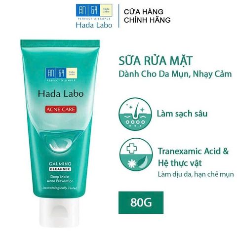 Sữa Rửa Mặt Dành Cho Da Mụn, Nhạy Cảm Hada Labo Acne Care Calming Cleanser 80g [hàng nhập khẩu]