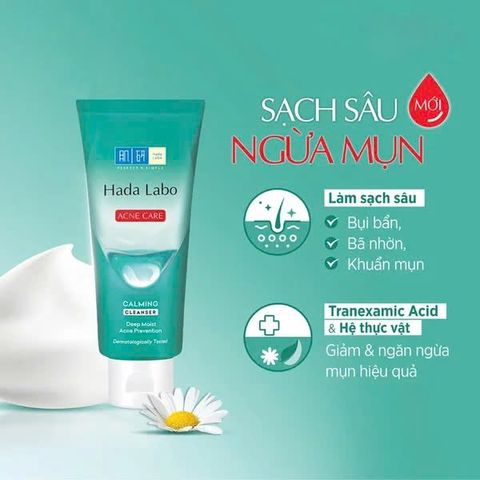 Sữa Rửa Mặt Dành Cho Da Mụn, Nhạy Cảm Hada Labo Acne Care Calming Cleanser 80g [hàng nhập khẩu]