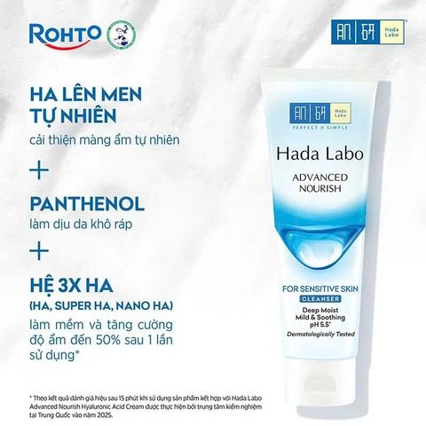 Sữa rửa mặt dưỡng ẩm sáng mịn Hada Labo Advanced Nourish Cleanser 80g [hàng nhập khẩu]