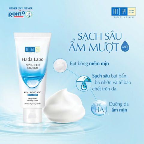 Sữa rửa mặt dưỡng ẩm sáng mịn Hada Labo Advanced Nourish Cleanser 80g [hàng nhập khẩu]