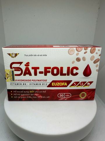 Viên Uống Sắt Folic EUZOFA Bổ Sung Sắt, Vitamin B9 B12 Hỗ Trợ Tạo Máu – Hộp 30 viên