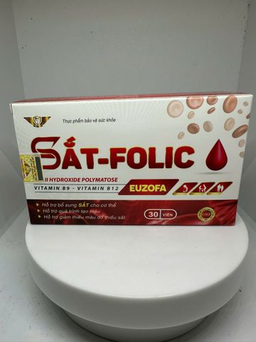Viên Uống Sắt Folic EUZOFA Bổ Sung Sắt, Vitamin B9 B12 Hỗ Trợ Tạo Máu – Hộp 30 viên