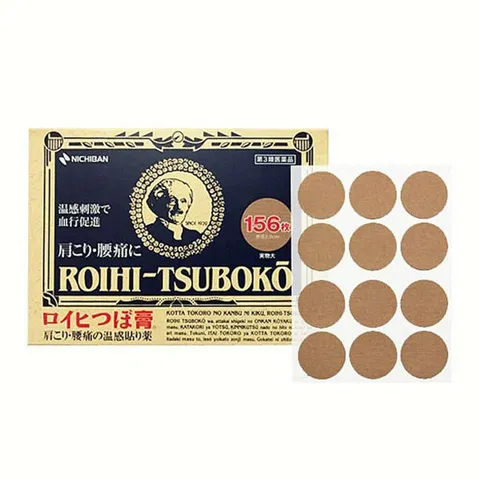 Miếng Dán Huyệt Đạo Giảm Đau Roihi Tsuboko 156 miếng, giúp kích thích tuần hoàn máu, giảm nhanh các cơn đau vai, gáy, lưng và tê mỏi cơ