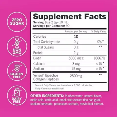 Collagen thủy phân đặc hiệu Zena Nutrition Liquid Collagen + Biotin |900 mL| dạng nước - Cải thiện độ đàn hồi da - Hỗ trợ tích cực cho da/móng/tóc [S/P Chuẩn Mỹ]